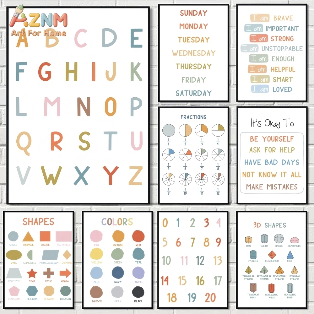 AZNM Quadro de Parede Educacio - Kids Education Learning avaliação e preço